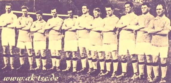 L.to R.: Cartwright, Shenton, Thompson, Doyle, J.Cumberford, D.Cumberford, Dane, Maunder, Brown, Fisher, Captain Gibb