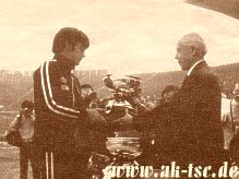 The captain Johnny Warren with the Cup
